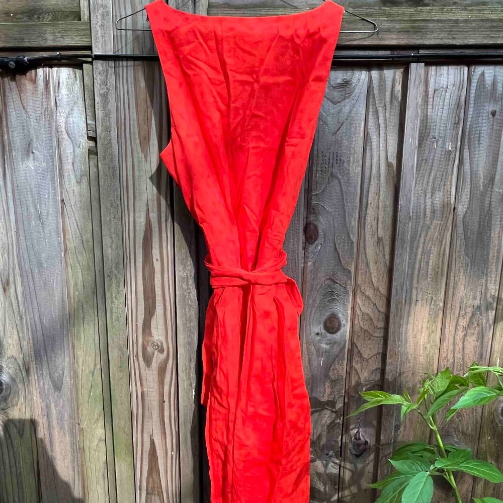 J. Crew Orange Textured Dress V-neck Size 2